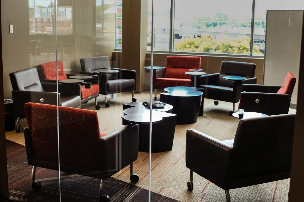 Office Chairs Circled around in a Room